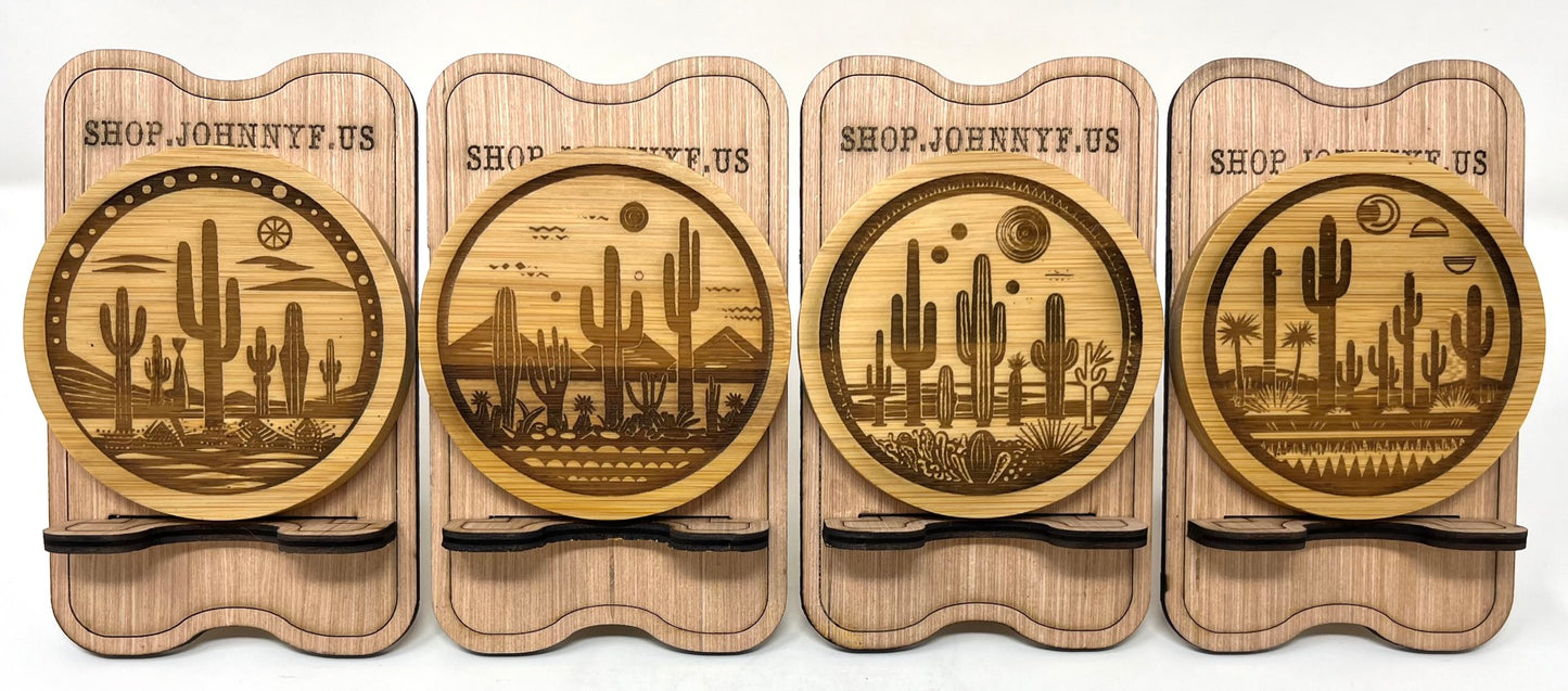 Southwest Designed - Round Bamboo Coasters - Set 1
