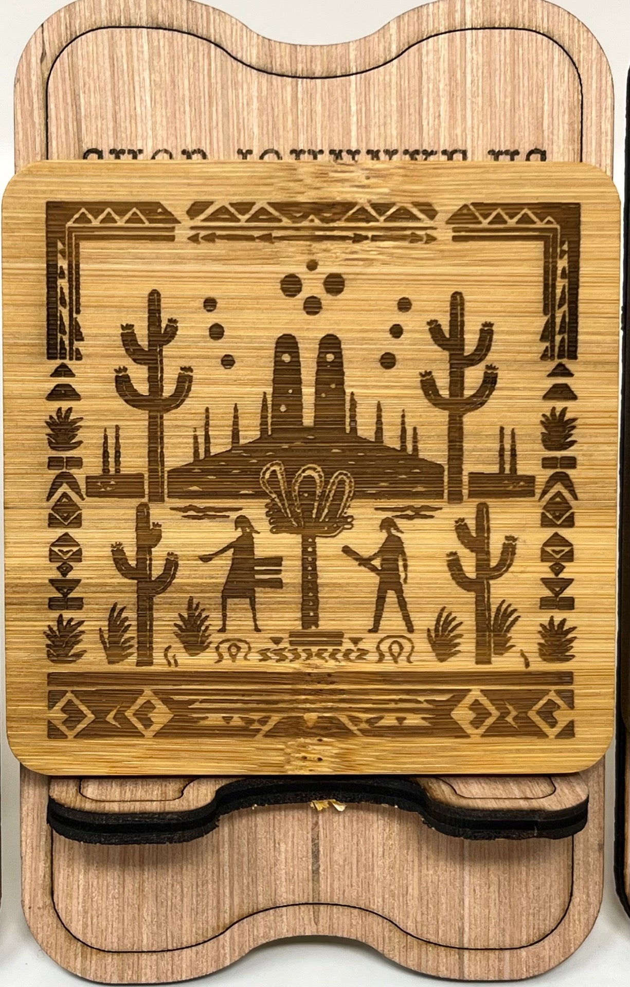 Southwest Native American Designed - Square Bamboo Coasters - Set 1